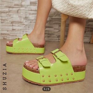 Brand new - never worn - line green platform sandals